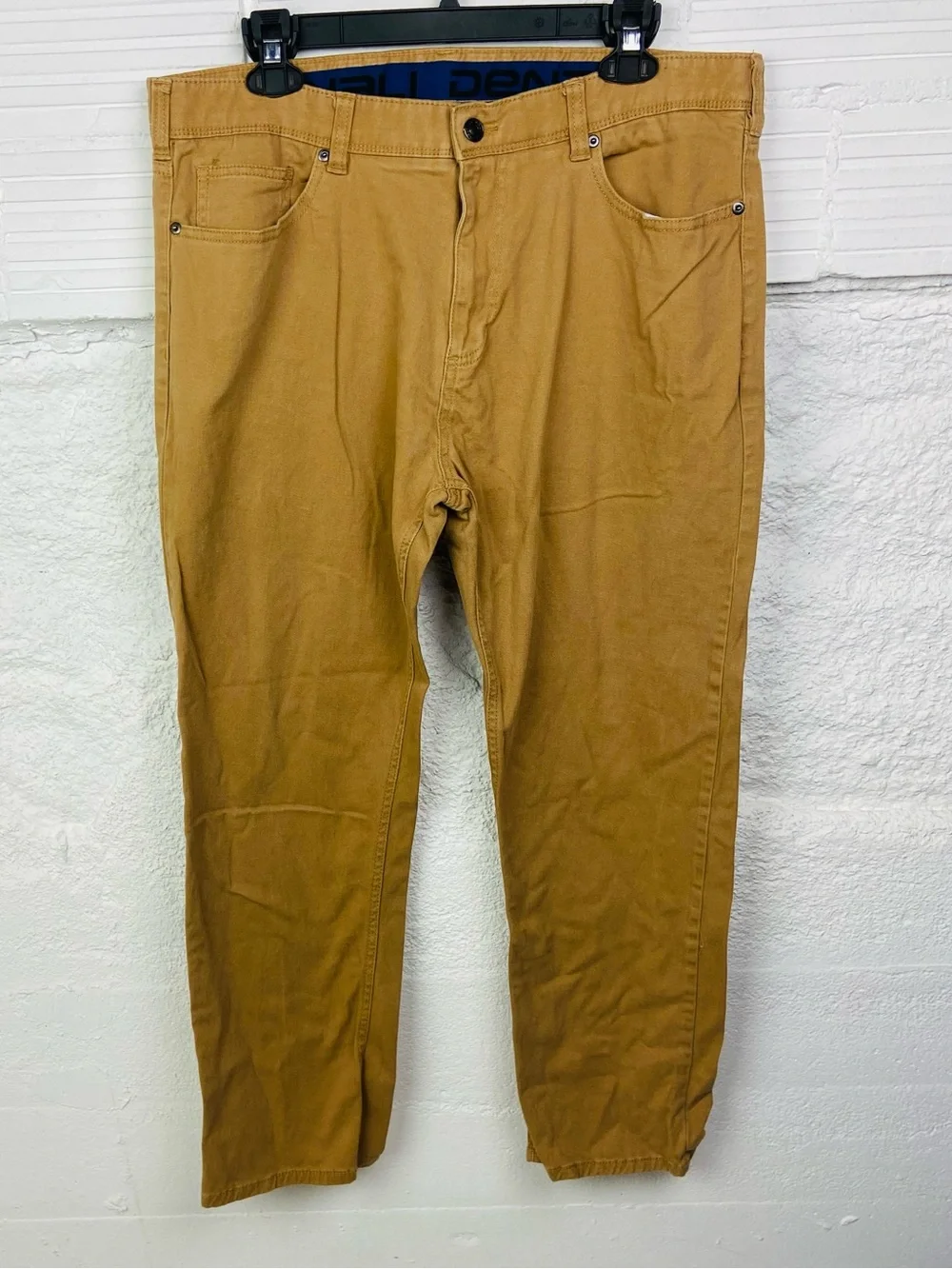 Denali Men's Slim Straight Chino cotton stretch Pants in Camel Brown size 36/30